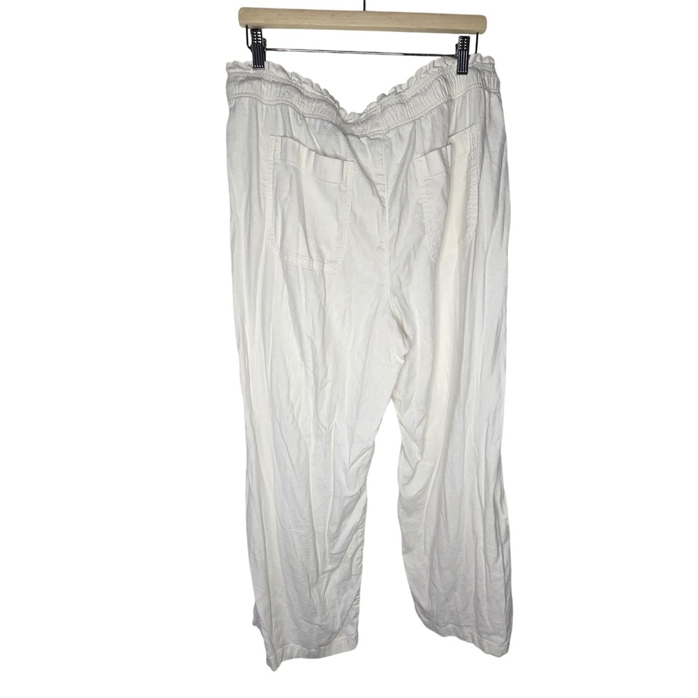 American Eagle Linen Blend Pull On Pants Women XL White Stretch Coastal Summer - Picture 3 of 8